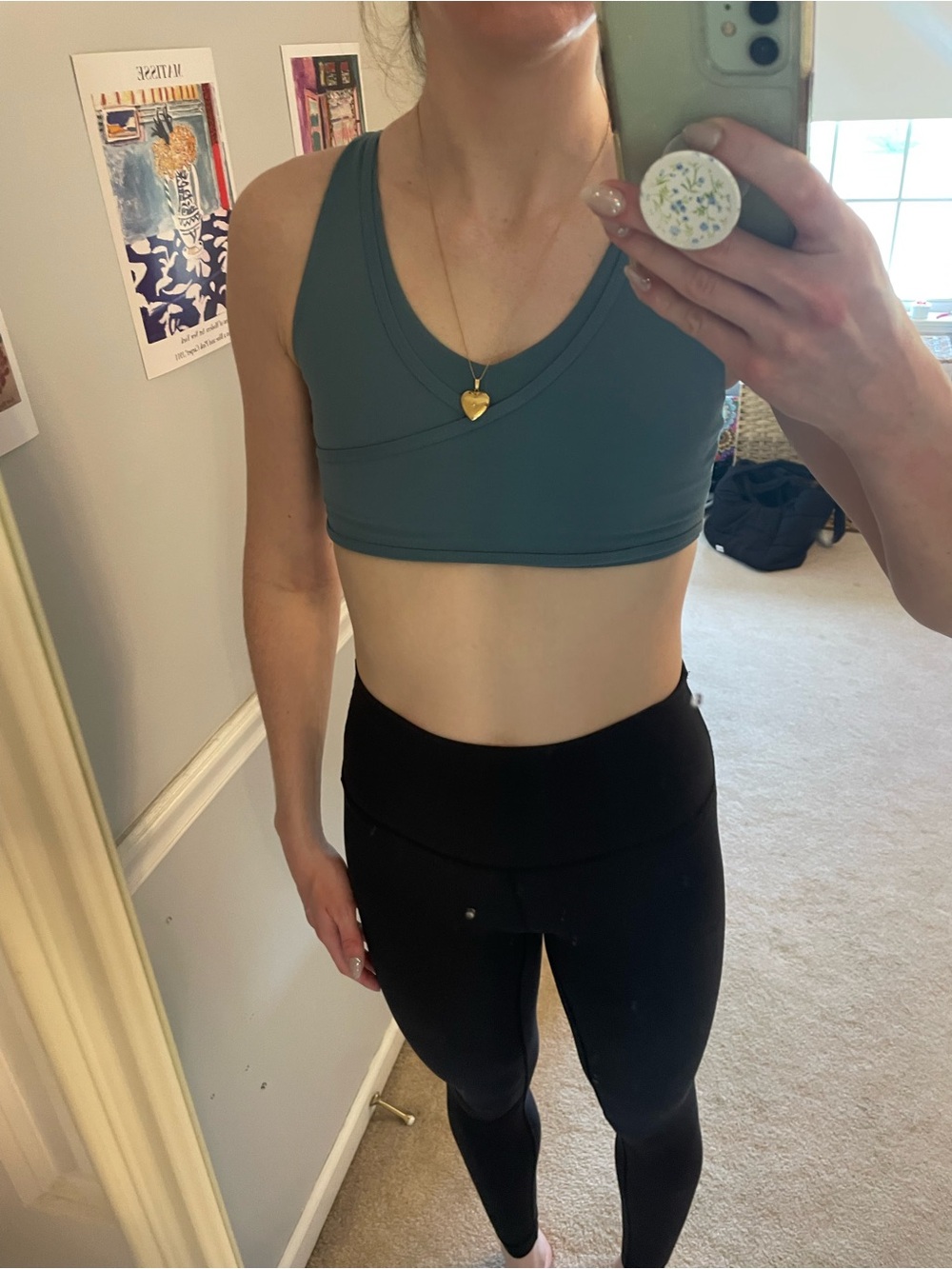 Gymshark Teal Sports Bra Crop Top - Scoop Neck Activewear